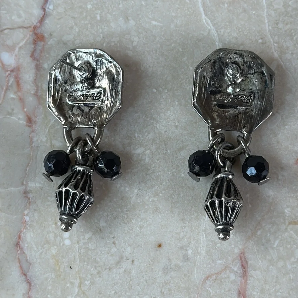 Elegant Black and Silver Dangle Earrings
